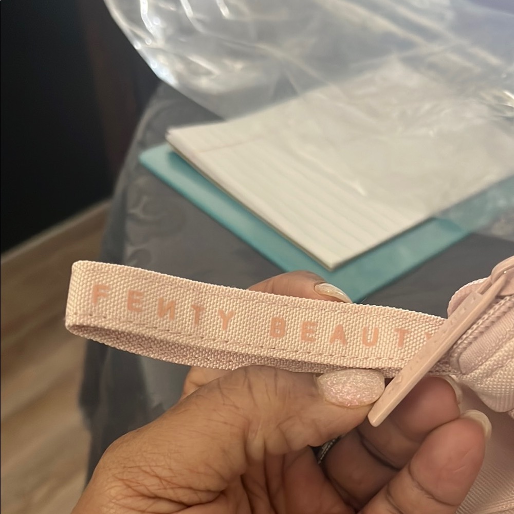 Fenty Beauty Pink Cosmetic Case with Textured Material and Zipper Closure - Picture 3 of 7